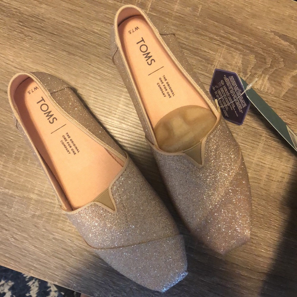 TOMS Classic Champagne Glitter NEVER WORN